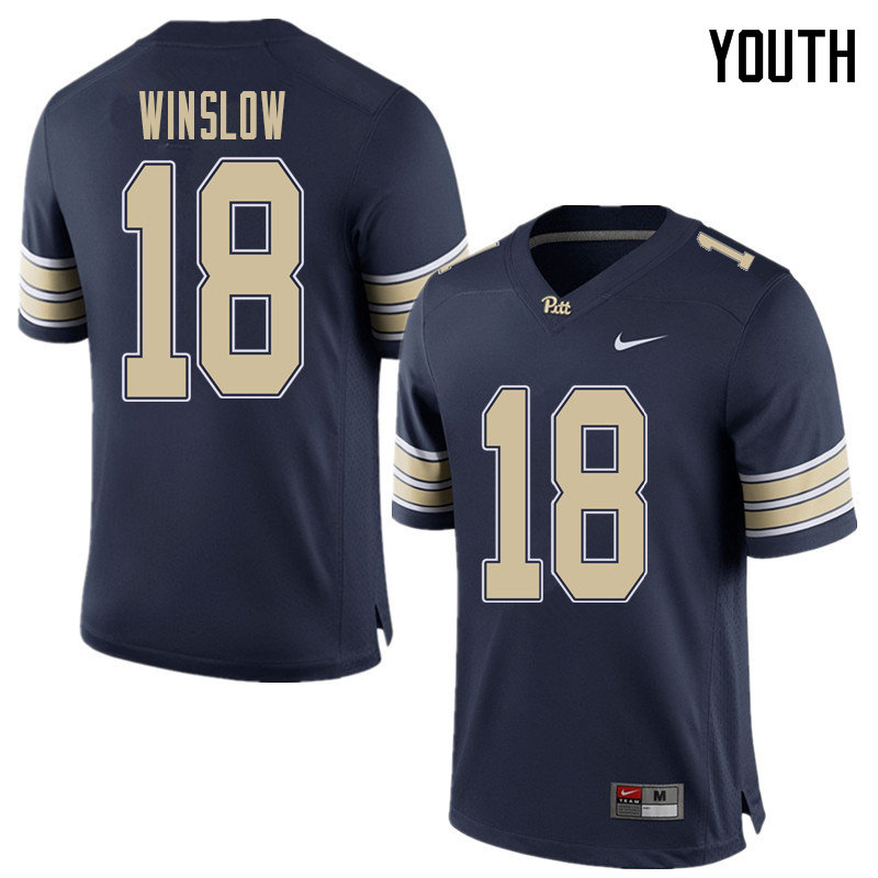 Youth #18 Ryan Winslow Pittsburgh Panthers College Football Jerseys Sale-Home Blue